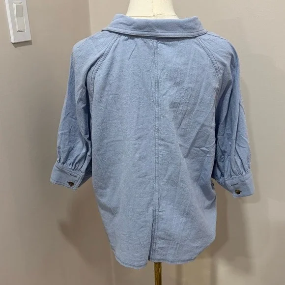 Mustard Seed Blue Button‎ Up Shirt Large - Picture 3 of 6